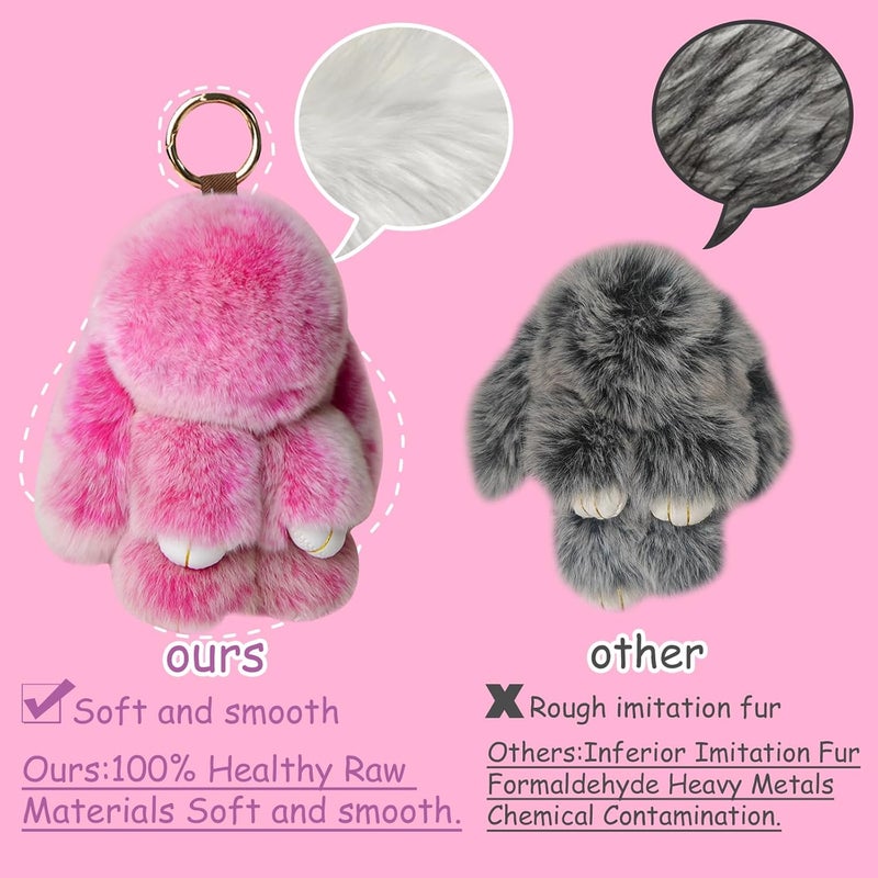 MINGRI Soft Bunny Keychain with Tin,Cute Valentines Gift Plush Keychain for Backpack,Bag Charm Gift Key Chain - Image 3